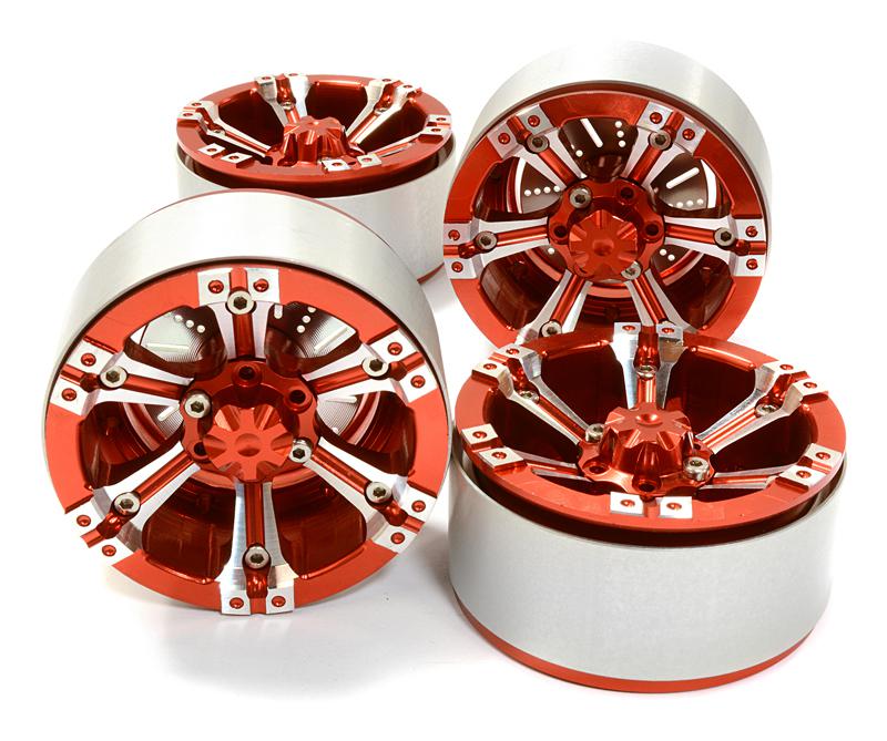 C26616RED 1.9 Size Billet Machined Alloy 6D Spoke Wheel(4)High Mass Type for Scale Crawler - Image 1