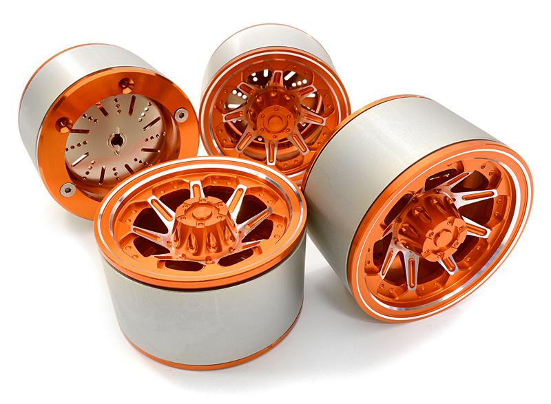 C26618ORANGE 2.2 Size Billet Machined Alloy 8D Spoke Wheel(4)High Mass Type for Scale Crawler - Image 1