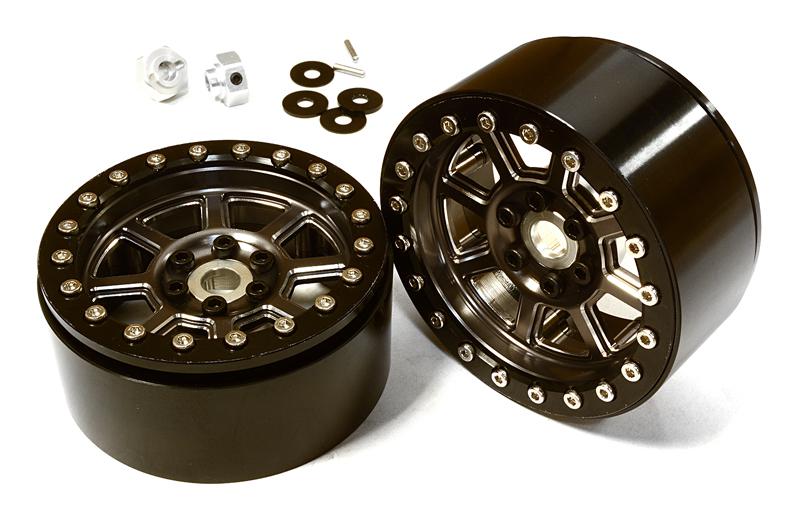 C26646GUN 2.2 Size Billet Machined Alloy 8 Spoke Wheel (2) w/ Hex for 1/10 Scale Crawler - Image 1