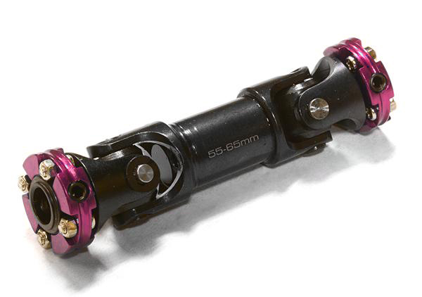 C26653PURPLE Billet Machined Universal Drive Shaft 55-65mm for Custom 1/14 Semi-Tractor Truck - Image 1