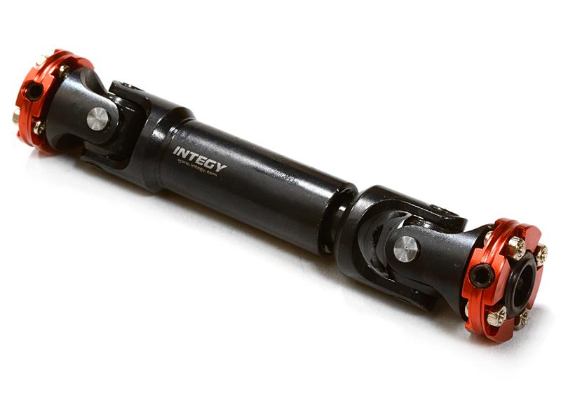 C26654RED Billet Machined Universal Drive Shaft 80-90mm for Custom 1/14 Semi-Tractor Truck - Image 1