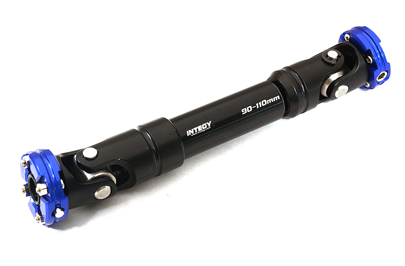 C26655BLUE CNC Machined Universal Drive Shaft 90-110mm for Custom 1/14 Semi-Tractor Truck - Image 1