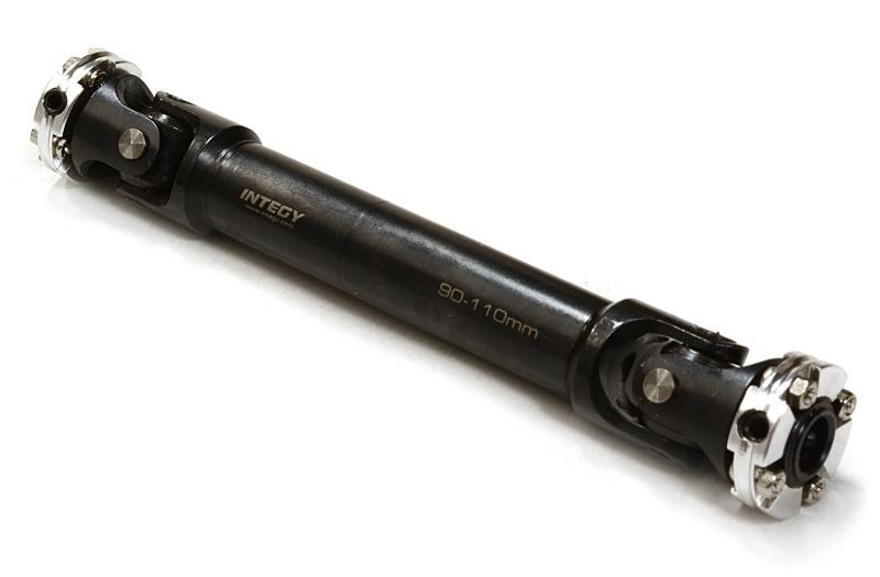 C26655SILVER CNC Machined Universal Drive Shaft 90-110mm for Custom 1/14 Semi-Tractor Truck - Image 1
