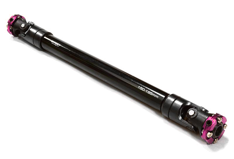 C26658PURPLE CNC Machined Universal Drive Shaft 150-195mm for Custom 1/14 Semi-Tractor Truck - Image 1