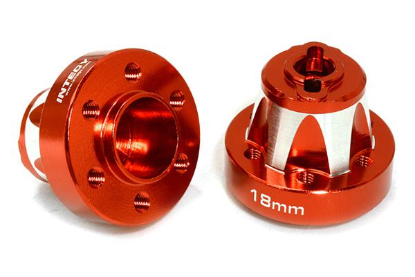C26666RED Alloy Drive Pin-to-6 Bolt Type Wheel Hub 18mm Thick for 1/10 Axial Crawler - Image 1