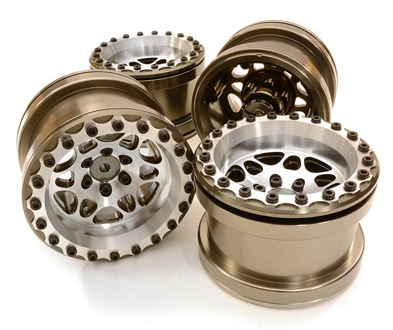 C26703GUN Billet Machined D6 Spoke Wheel Set (4) for Axial 1/10 Yeti Rock Racer - Image 1