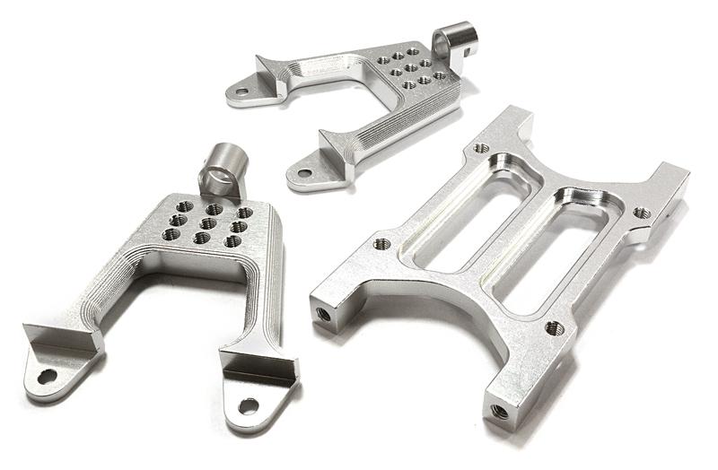 C26710SILVER Billet Machined Rear Shock Mount & Cross Brace for SCX-10 Dingo, Jeep & Honcho - Image 1