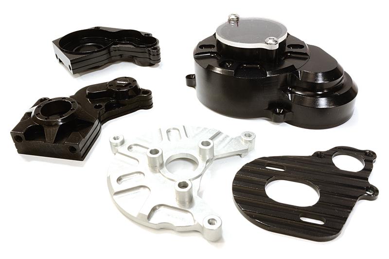 C26724BLACK Alloy Gear Cover, Motor Mount & Main Gearbox Case for Axial SCX-10 Crawler - Image 1