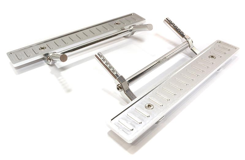 C26726SILVER Billet Machined T2 Side Step (2) Kit for SCX-10, Dingo, Honcho & Jeep - Image 1