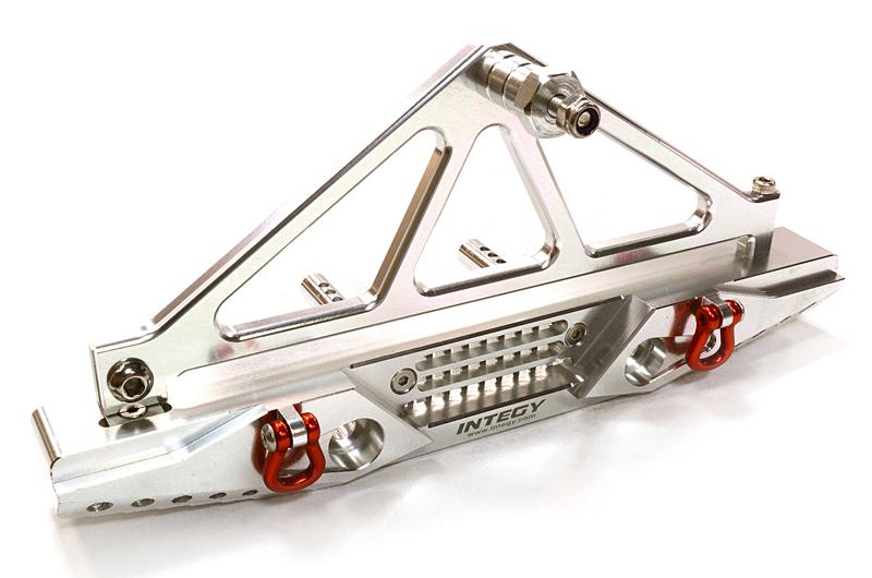 C26727SILVER Billet Machined Realistic Rear Bumper for Axial SCX-10 Crawler w/ 43mm Mount - Image 1