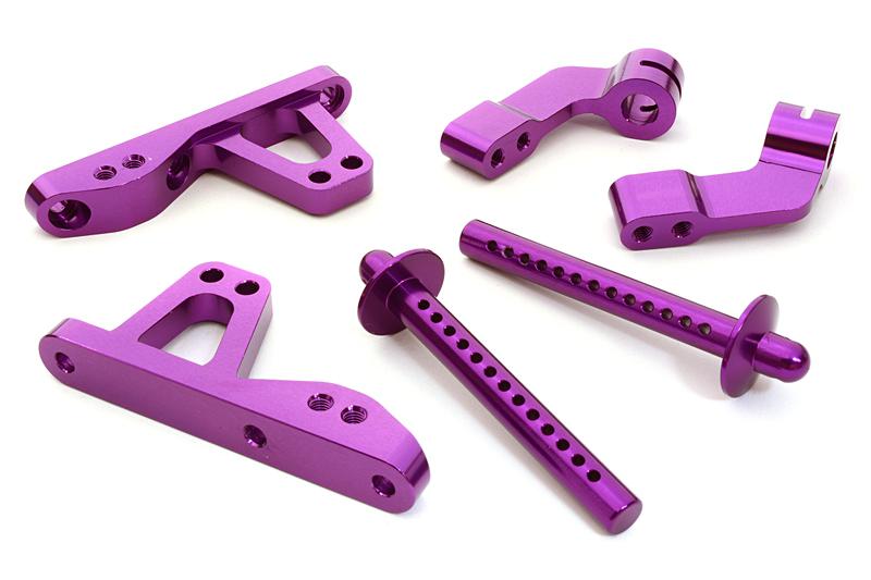 C26747PURPLE Billet Machined Front Body Mount Set for HPI 1/10 Jumpshot MT & ST - Image 1