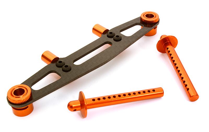 C26748ORANGE Billet Machined Rear Body Mount Set for HPI 1/10 Jumpshot MT, SC & ST - Image 1