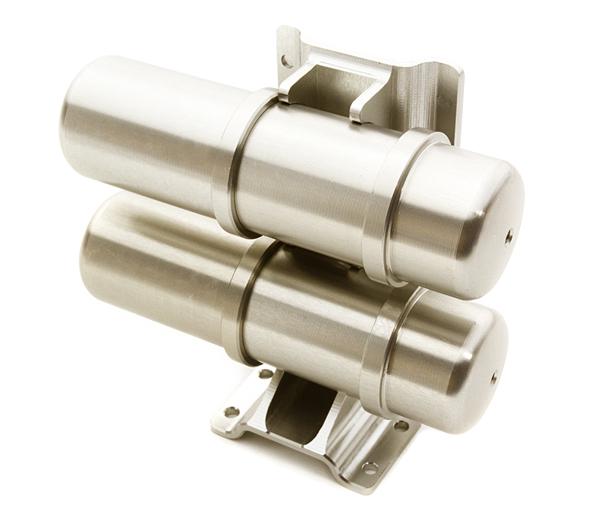 C26760SILVER Billet Machined Realistic Dual Air Tank for Custom 1/14 Semi-Tractor Truck - Image 1