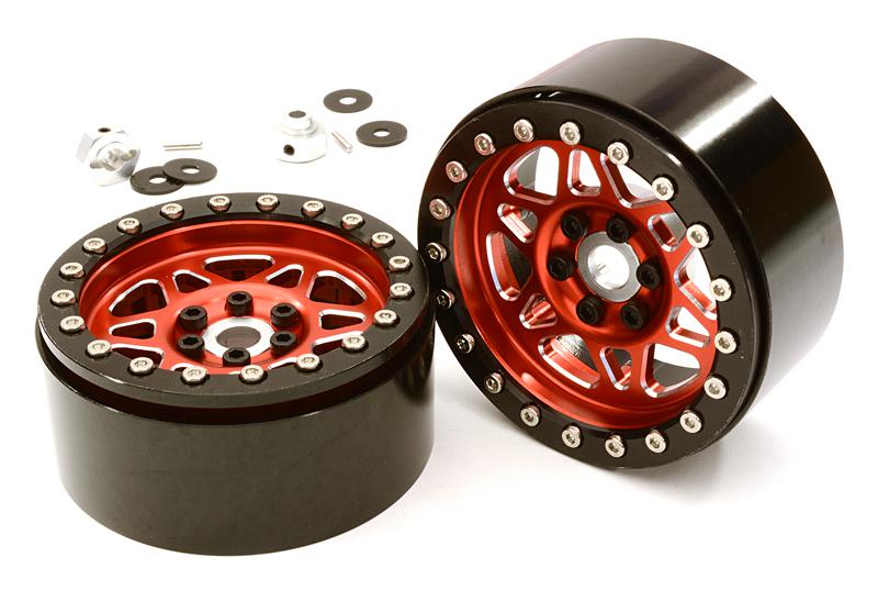 C26762RED Billet Machined 12 Spoke Off-Road 2.2 Size Wheel (2) for 1/10 Rock Crawler - Image 1