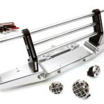 Realistic 1/10 Front Bumper w/ 43mm Mount & LED Lights for Axial SCX-10 Crawler