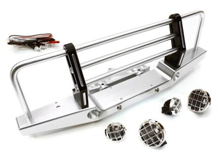 Realistic 1/10 Front Bumper w/ 43mm Mount & LED Lights for Axial SCX-10 Crawler