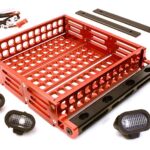 Realistic 1/10 Scale Alloy Luggage Tray 124x107x24mm with 4 LED Spot Light Set