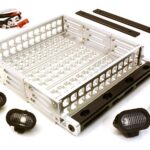 Realistic 1/10 Scale Alloy Luggage Tray 124x107x24mm with 4 LED Spot Light Set