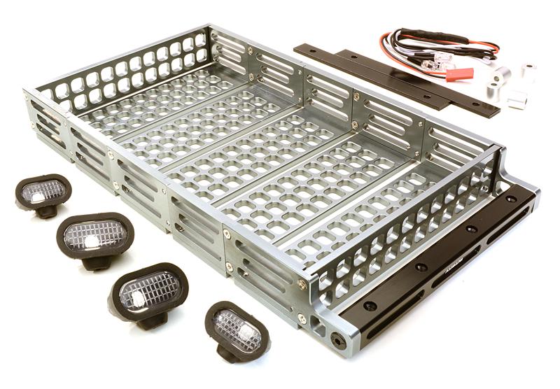 C26768GUN Realistic 1/10 Scale Alloy Luggage Tray 192x107x24mm with 4 LED Spot Light Set - Image 1