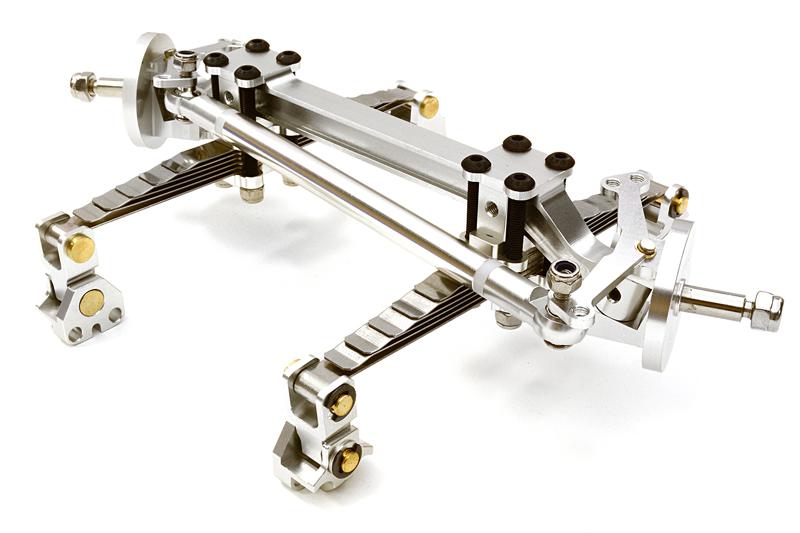 C26770SILVER Billet Machined T4 Front Beam w/ Suspension Kit for Custom 1/14 Semi-Tractor - Image 1
