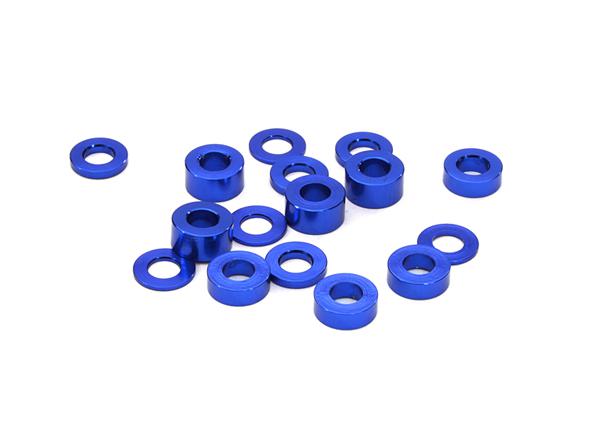 C26777BLUE Billet Machined 16pcs Aluminum M3x6 Washer Spacer (0.5, 1, 2, 3mm) - Image 1