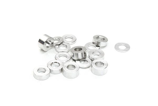 C26777SILVER Billet Machined 16pcs Aluminum M3x6 Washer Spacer (0.5, 1, 2, 3mm) - Image 1