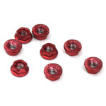 Red M4 Serrated Flanged 4mm Wheel Nuts for 1/10 RC Cars, Set of 8