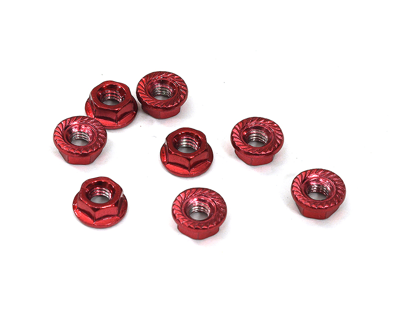 C26778RED Red M4 Serrated Flanged 4mm Wheel Nuts for 1/10 RC Cars, Set of 8 - Image 1