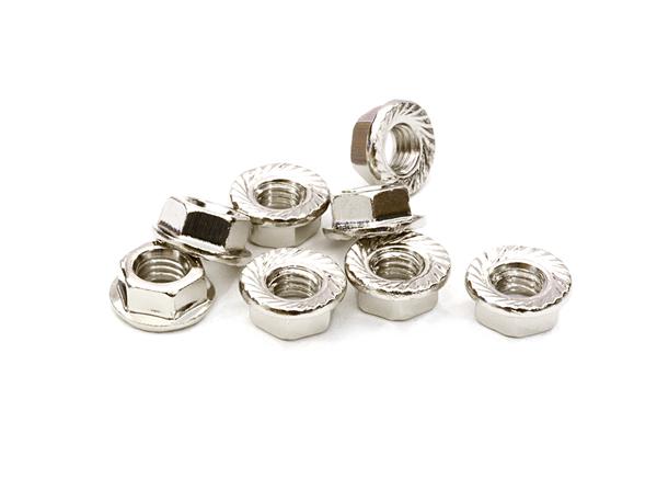 C26779SILVER M5 Size Serrated 5mm Wheel Nut Flanged 8pcs for Most 1/10 Scale - Image 1