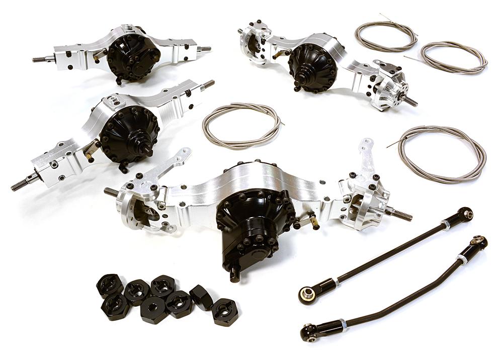 C26809SILVER Remote Locking 8X8 Axle DIY Kit for Scale Off-Road 1/10 to 1/14 Trucks - Image 1