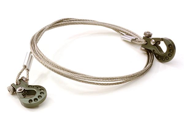 C26847GUN 1/10 Model Scale Recovery Winch Cable w/ Hooks for Off-Road Crawler - Image 1