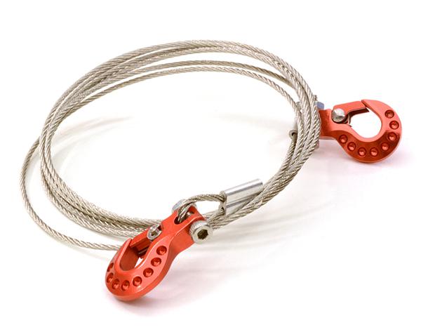 C26847RED 1/10 Model Scale Recovery Winch Cable w/ Hooks for Off-Road Crawler - Image 1