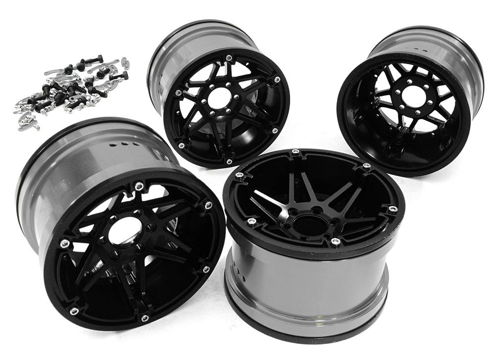 C26869GREY Machined 6 Spoke 2.2 6-Bolt Type Wheels for 1/10 Scale Rock Crawler W=43mm - Image 1