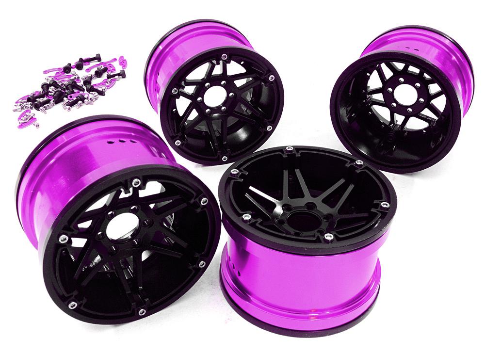 C26869PURPLE Machined 6 Spoke 2.2 6-Bolt Type Wheels for 1/10 Scale Rock Crawler W=43mm - Image 1