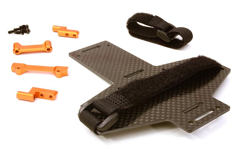 C26870ORANGE Machined Battery Tray w/ Composite Plate for Vaterra Twin Hammers 1.9 Rock Racer - Image 1