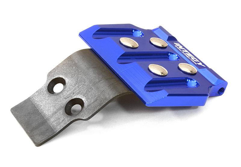 C26872BLUE Billet Machined Front Skid Plate for Vaterra Twin Hammers 1.9 Rock Racer - Image 1