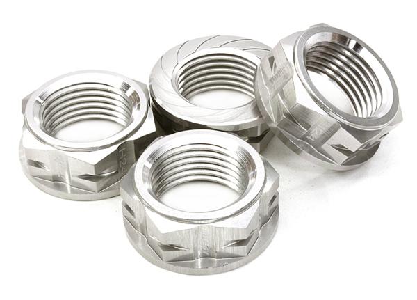 C26884SILVER Machined Serrated 24mm Hex Wheel Nut (4) for 1/5 Losi Buggy & Monster Truck - Image 1