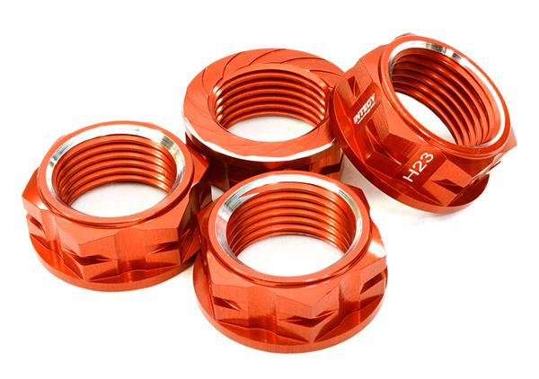 C26885RED Billet Machined Serrated 23mm Hex Wheel Nut(4) for 1/10 & 1/8 Size Monster Truck - Image 1