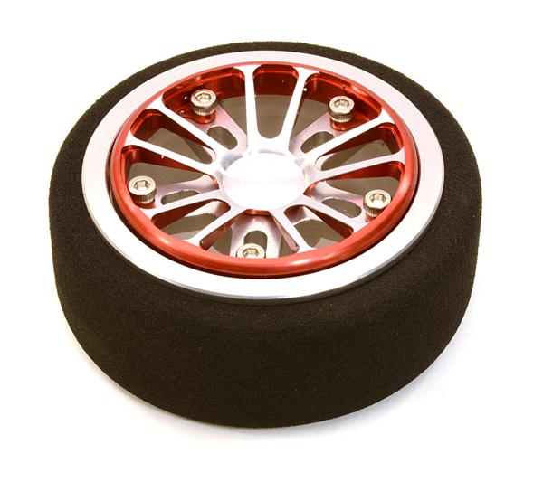 C26896REDSILVER Billet Aluminum T2 Steering Wheel for Futaba 4PX/7PX Controllers - Image 1