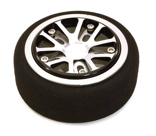 C26897BLACKSILVER Billet Aluminum T3 Steering Wheel for Futaba 4PX/7PX Controllers - Image 1