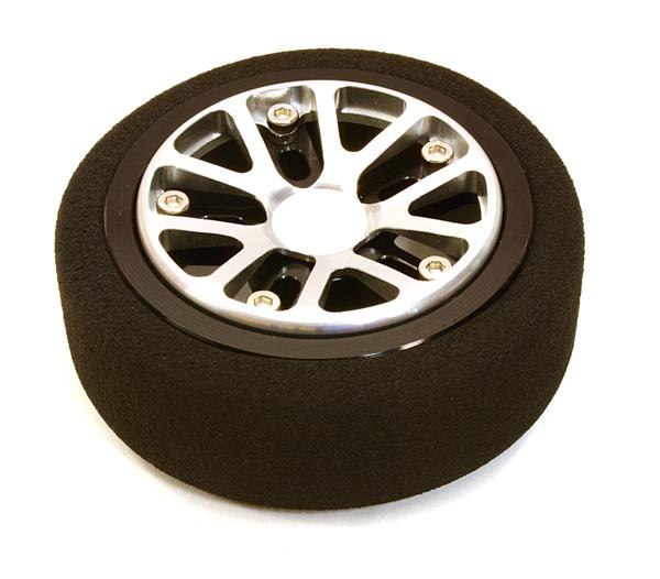 C26897SILVERBLACK Billet Aluminum T3 Steering Wheel for Futaba 4PX/7PX Controllers - Image 1