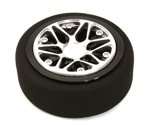 C26898SILVERBLACK Billet Aluminum T4 Steering Wheel for Futaba 4PX/7PX Controllers - Image 1