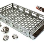 Realistic 1/10 Scale Alloy Luggage Tray 192x106x24mm with 4 LED Spot Light Set