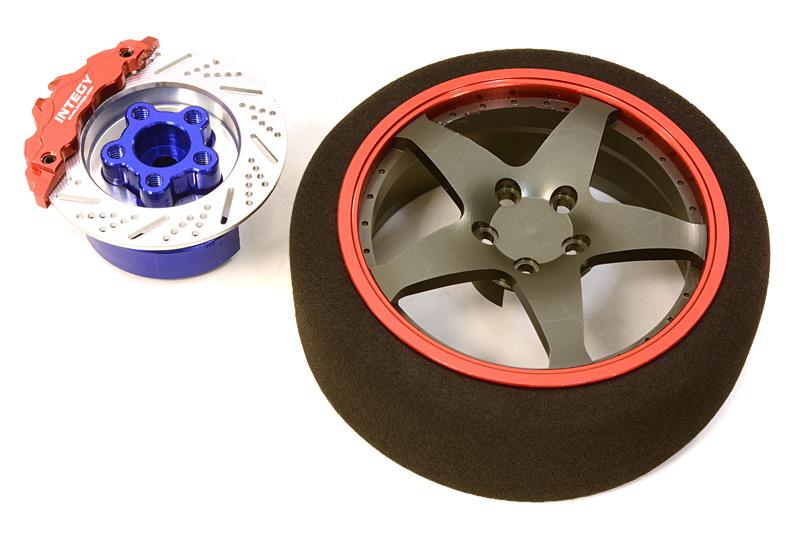 C26909RED Billet Machined Alloy 5 Spoke Steering Wheel Set for Traxxas Radio Transmitter - Image 1