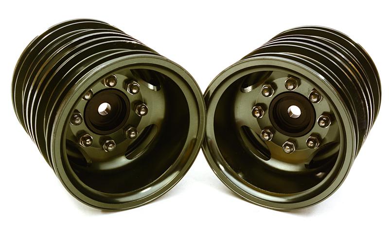 C26923GUN Machined Alloy T7 Rear Dually Wheel Set for Tamiya 1/14 Scale Tractor Trucks - Image 1