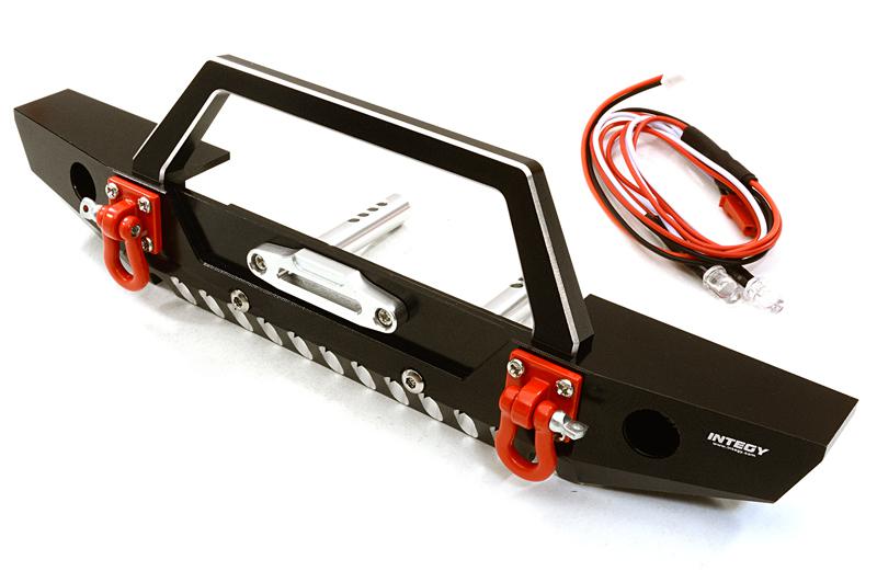 C26992BLACK Realistic Alloy Machined Scale Front Bumper w/LED Lights for Axial 1/10 SCX10 II - Image 1