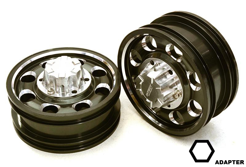 C27022GUN Billet Machined Alloy Front Wheel for Hex Type 1/14 Scale Trucks - Image 1
