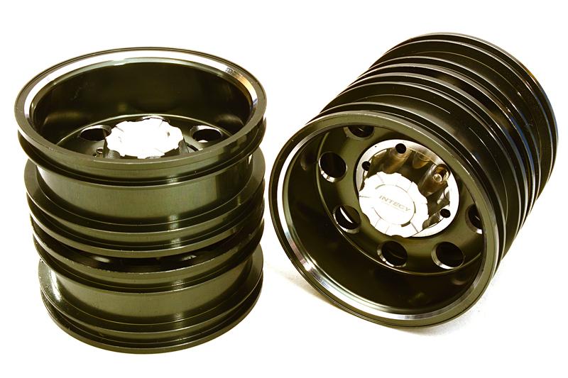 C27023GUN Billet Machined Alloy Rear Dually Wheel Set for Tamiya 1/14 Scale Tractor Trucks - Image 1