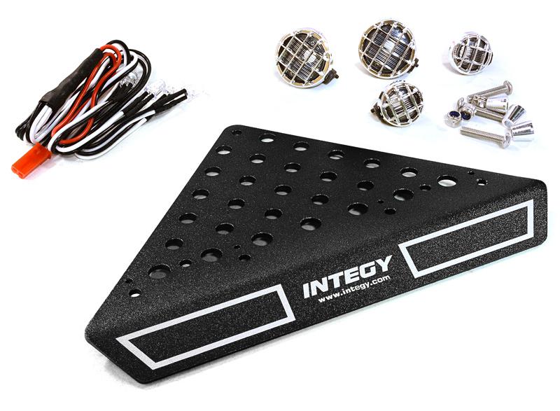 C27026BLACK Roof Top Alloy Armor Protection Plate w/ Lights for 1/10 Scale Crawler (W=148mm) - Image 1