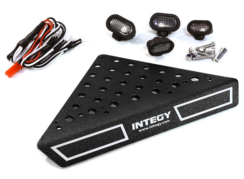 C27027BLACK Roof Top Alloy Armor Protection Plate w/ Lights for 1/10 Scale Crawler (W=148mm) - Image 1